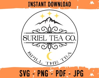 Suriel Tea Co Svg, Sarah J Maas Png, Acotar Svg File, Bookish Svg, Velaris Png file, Suriel Svg Cut, Rhysand svg, Acotar Velaris Cute File,