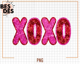 May include: Pink and red glitter XOXO letters. The letters are made of sequins and are perfect for crafting projects.