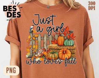 Solo una ragazza che ama l'autunno PNG, Autunno Png, Design retrò per maglietta autunnale, Download digitale