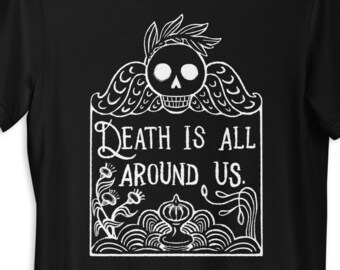 Memento Mori Graphic Tee, gruseliges Americana Skull Shirt