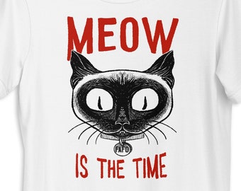 Retro siamesische Katzen-Grafik-T-Shirt, FAFO-Protest-T-Stück
