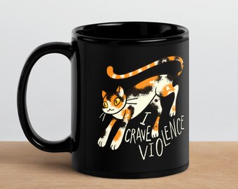 Würzige Glückskatzen Tasse, Kawaii Goth Kaffeetasse