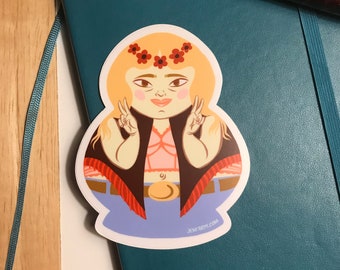 Peace Out Vinyl Aufkleber im Hippie Matroschka Design