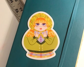 Eff Off Vinyl Aufkleber, Kawaii Cottagecore Matroschka Aufkleber