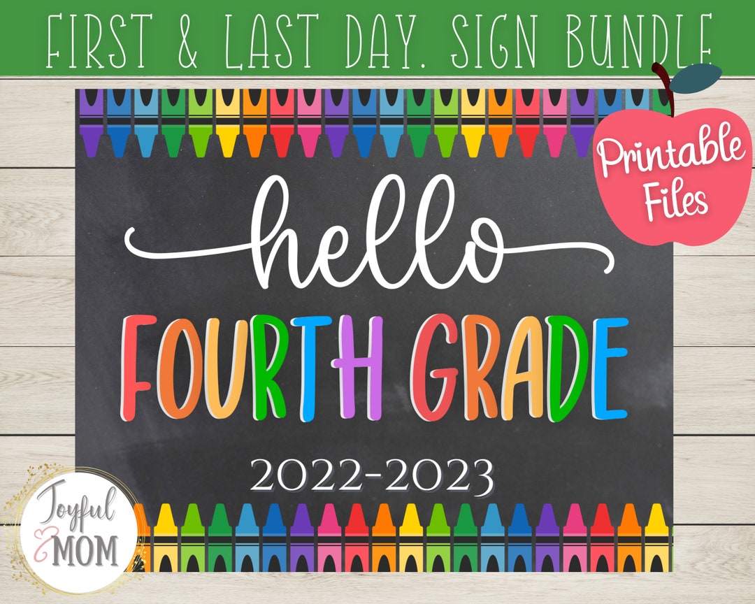 Hello Fourth Grade Printable Sign First Day of School - Etsy