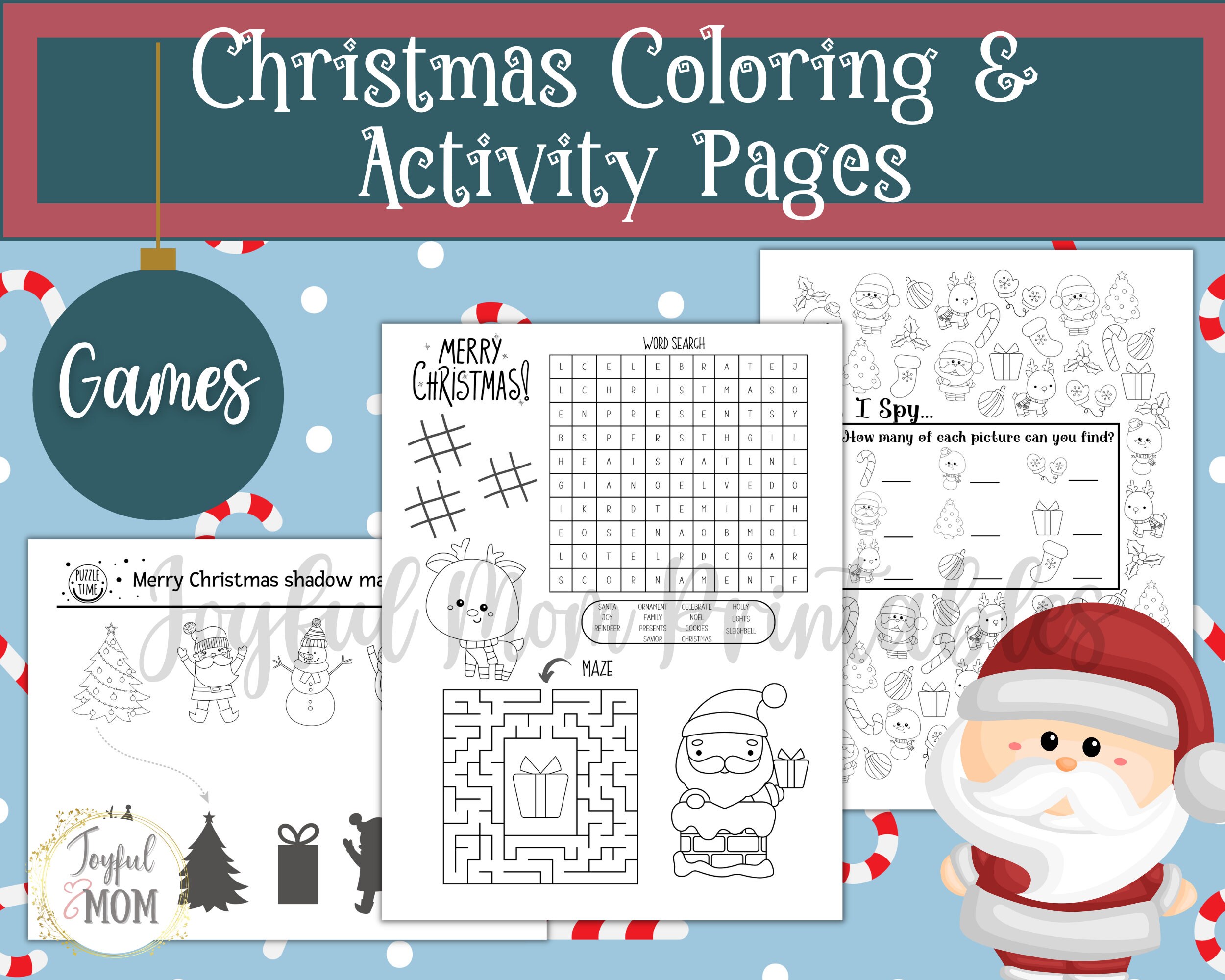 Christmas Coloring Pages Printable Christmas Games - Etsy