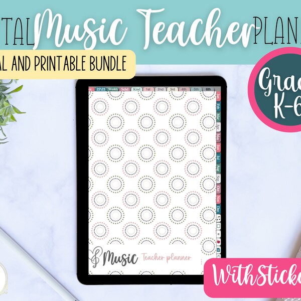 Music Teacher Digital Planner 2023/2024 Portrait | Digital Planner for Music Teachers | Dated Music Teacher Planner| Music Teacher Planner