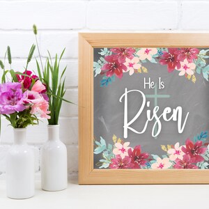He Is Risen Printable Wall Art | Easter Decor | Easter Bible Printable | Easter Bible Verse Print |