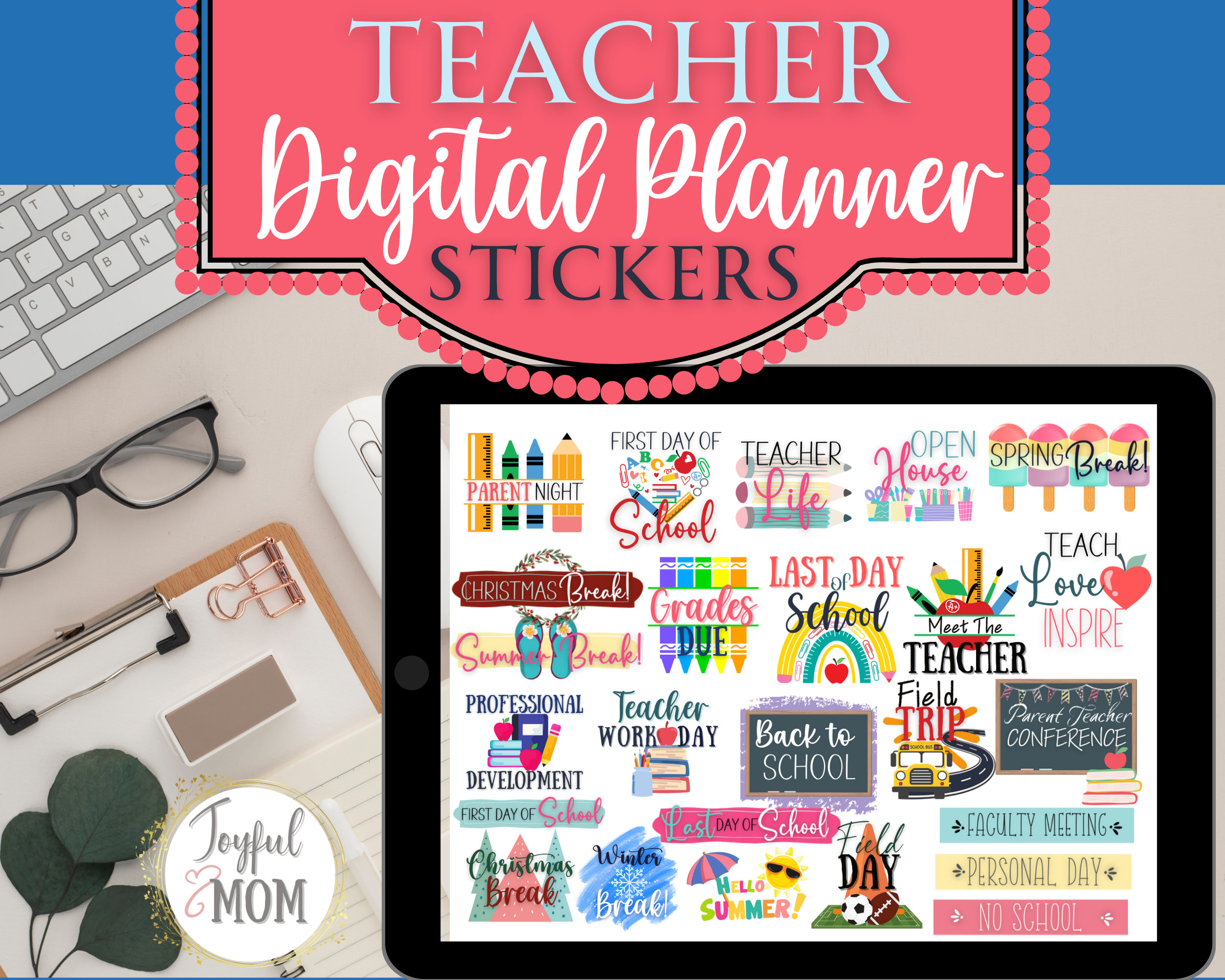 Teacher Header Digital Stickers