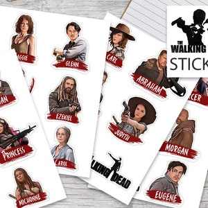 Sticker Set - The Walking Dead Characters - TWD Sticker - 4 Sticker Sheets A6 - Handmate DIY 24 Stickers - Rick Daryl Michonne Carol Maggie