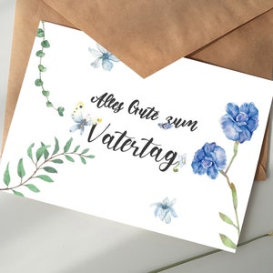 Fathers Day Greeting Cards | watercolor card | Fathers Day | gift | Card Fathers Day Greeting | Postcard | floral greeting