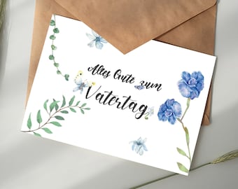 Fathers Day Greeting Cards | watercolor card | Fathers Day | gift | Card Fathers Day Greeting | Postcard | floral greeting