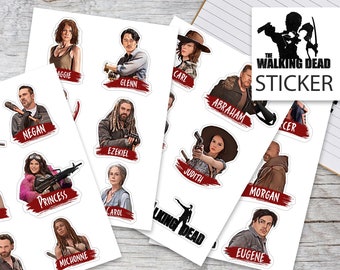 Sticker Set - The Walking Dead Characters - TWD Sticker - 4 Sticker Sheets A6 - Handmate DIY 24 Stickers - Rick Daryl Michonne Carol Maggie