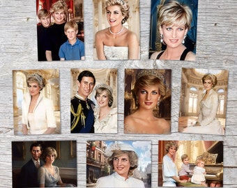 Princesa Diana Postales A6 Set (10 Tarjetas) Tarjetas conmemorativas I Pintura I Familia Real I Diana Spencer y Carlos Princesa de Corazones