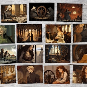 Les trois fileuses Set de cartes A6 (15 Cards) Conte illustré I des frères Grimm en version originale comme set artistique