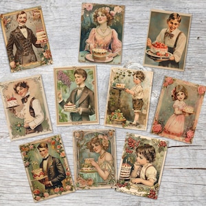 Cartes d'anniversaire rétro dans le style Art Nouveau des années 1920 - Set de cartes de voeux (10 cartes) | Vintage Retro Style 20s | Carte