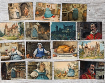 La Lune Set de cartes A6 (15 Cards) Conte de fées illustré I des frères Grimm en version originale comme set I Halloween Creepy Motives