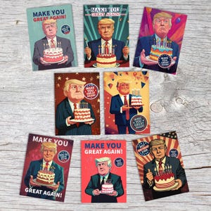 Carte d'anniversaire Trump amusante - “Make You Great Again” - Cartes humoristiques | Carte postale ou à volet | Illustration