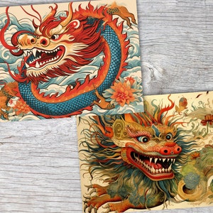 Année du Dragon 2024 Cartes postales A6 Set 10 Cards année du dragon signes astrologiques chinois culture asiatique I cartes artistiques image 2