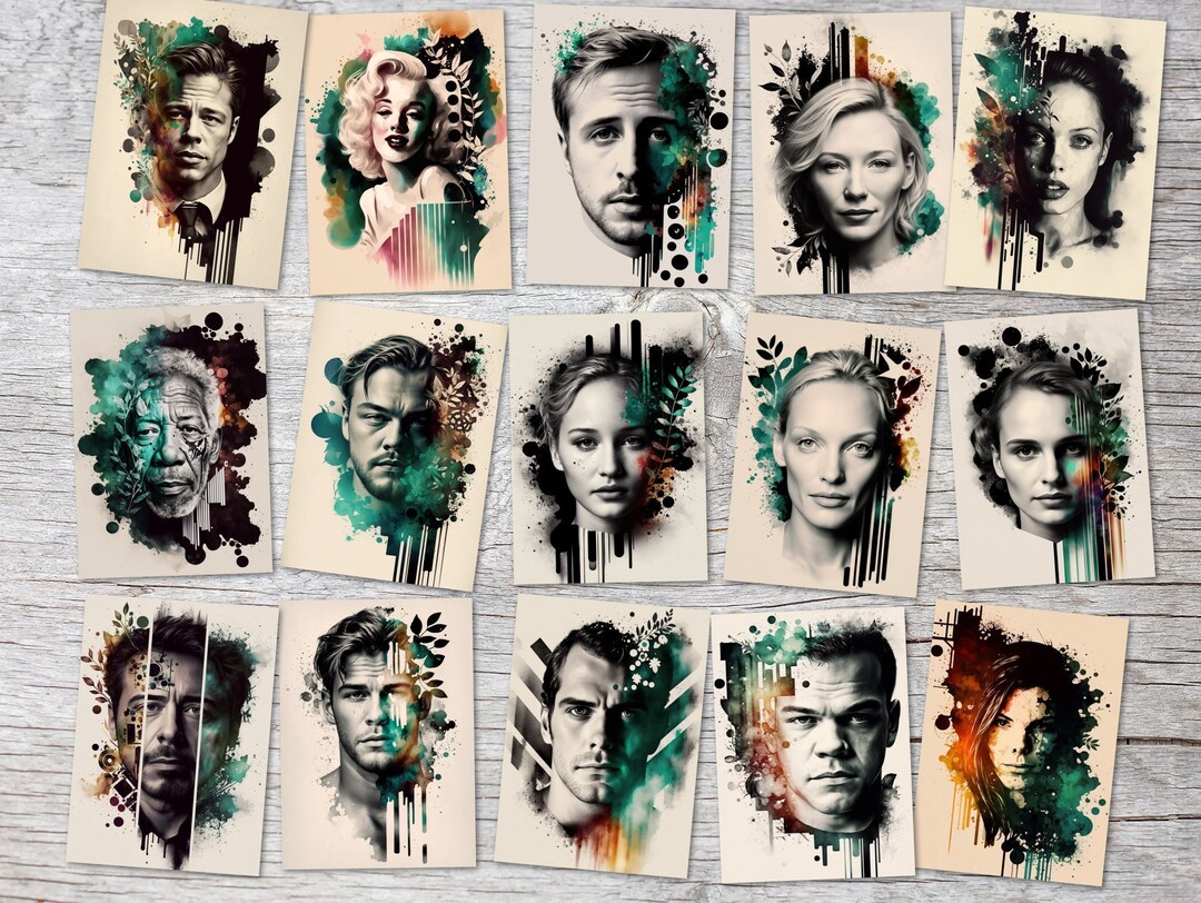 Postcards A6 Set 15 Cards Movie Stars Actors I Fanart Heroes - Etsy
