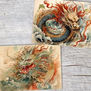 Année du Dragon 2024 Cartes postales A6 Set 10 Cards année du dragon signes astrologiques chinois culture asiatique I cartes artistiques image 5