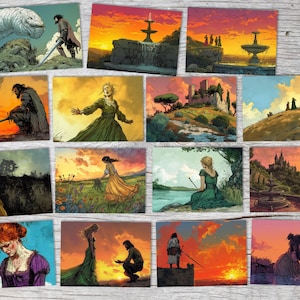 El pozo de la verdadera felicidad Juego de postales A6 (15 cartas) Cuento de hadas ilustrado de Harry Potter por Beedle el Bardo I Postales