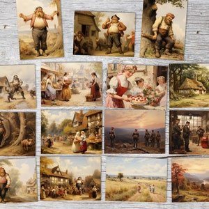 Le géant de la forêt enchantée Set de cartes A6 (15 Cards) Conte illustré I de Karin Biela comme set artistique I dans le style historique