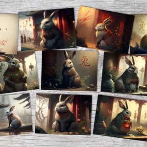Postcard A6 Set (10 Cards) Year of the Rabbit 2023 I Chinese Zodiac I Rabbit Year I Rabbit New Year Cards Lucky Charm Painting