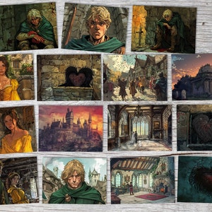 Le cœur poilu du sorcier Set de cartes A6 (15 Cards) Conte de fées Harry Potter illustré par Beedle le Barde I Cartes postales de fantasy