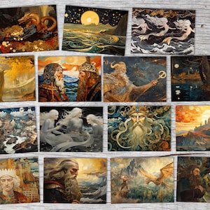 L'or du Rhin - L'Anneau des Nibelungen Cartes Set A6 (15 Cards) classique Légende illustrée I L'or du Rhin I ensemble artistique