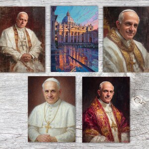 Postcards A6 Set (5 Cards) Pope Leo XIV digital Painting I Commemorative Cards I Religious Cards of Pope Leo XIV