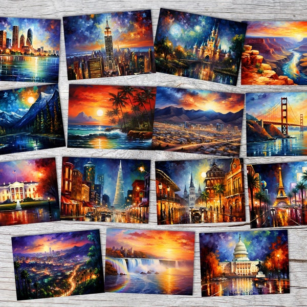 USA Sehenswürdigkeiten Karten Set A6 (15 Cards) Schönes Amerika I Die schönsten Orte der Vereinigten Staarten, von New York - San Francisco