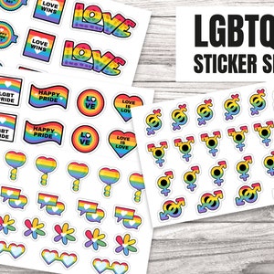 Sticker LGBTQ+ - GAY Trans Sticker Set 60 Stickers - Pride Sticker - 4 Sticker Sheets A6 - Handmate - DIY Sticker