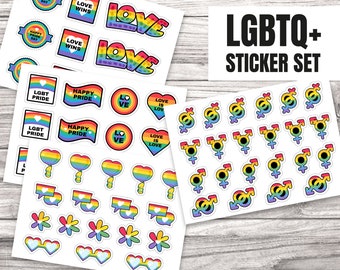 Sticker LGBTQ+ - GAY Trans Sticker Set 60 Stickers - Pride Sticker - 4 Sticker Sheets A6 - Handmate - DIY Sticker