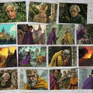 El pozo de la verdadera felicidad Juego de postales A6 (15 cartas) Cuento de hadas ilustrado de Harry Potter por Beedle el Bardo I Postales
