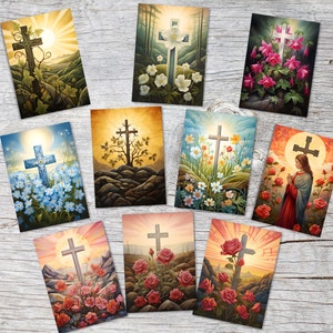 Set de cartes de deuil chrétiennes (10 Cards A6) I Cartes pliables ou cartes postales I Cartes de deuil, cartes de condoléances, cartes de