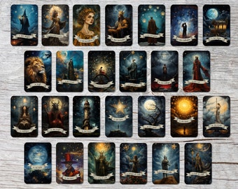 Kunstzinnige tarotkaarten in een set (78 kaarten) | tarotspel met 78 tarotkaarten in drie formaten | verkrijgbaar in het Duits en Engels