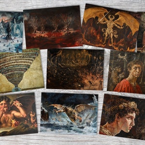 Dante's Inferno art card set (10 cards) | artful cards | gift | underworld hell | postcard or folded card