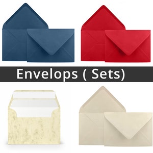 Envelopes para postais e cartões dobráveis em várias cores I Formato DIN C6 I 114 mm x 162 mm I 4 x 6 INCH I Formato carta