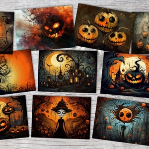Set de cartes de voeux d'Halloween V3 (10 cartes) | Cartes artistiques d'Halloween | Cadeau | Carte avec message | Carte postale ou carte