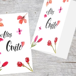 Grußkarte Alles Gute | Aquarell Karte | Geburtstag Muttertag Vatertag Gute Besserung | Klappkarte | Blumengruss Geschenk