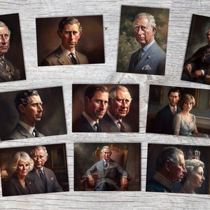 Juego de postales A6 (10 tarjetas) King Charles Coronation Edition II Prince Charles I pintura digital I Royal Family I Charles Windsor