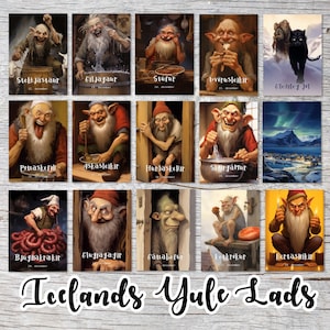 Islands Yule Lads Karten Set A6 (15 Cards) Isländische Weihnachtsmänner I Weihnachtsbuben I Weihnachtstrolle I Humorvolle Folklore Karten
