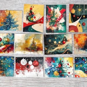 Set de cartes de voeux de Noël V4 (10 cartes) | Cartes de Noël artistiques | Cadeau | Carte avec message | Carte postale ou carte pliable