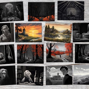 Le brigand Set A6 (15 cartes) Halloween Horreur Contes de fées Film Noir Look I cartes d'horreur effrayantes pour le conte de fées comme un