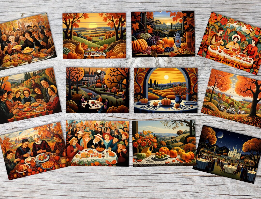 Graphic Thanksgiving Postcards A6 Set (12 Cards) I Post Folding Cards ...