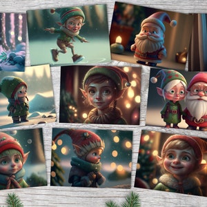 Christmas Elves Card Set - Children's Gift Cards Set (10 Cards) | Christmas Cards in Fantasy Style | gift | Folding card postcards