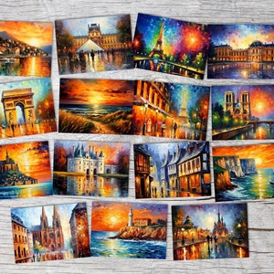 France Curiosités Set de cartes A6 (15 Cards) Belle France I Les plus beaux endroits, châteaux, églises, villes, nature