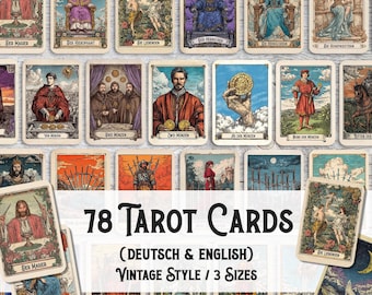 Artful tarot cards in a set (78 cards) | tarot deck with 78 tarot cards in three sizes | available in German and English