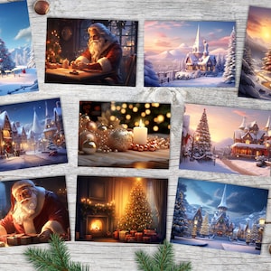 Conjunto de cartões de Natal (10 cartões) | de Natal ornamentado | presente | cartão postal | festa de natal VOL 1